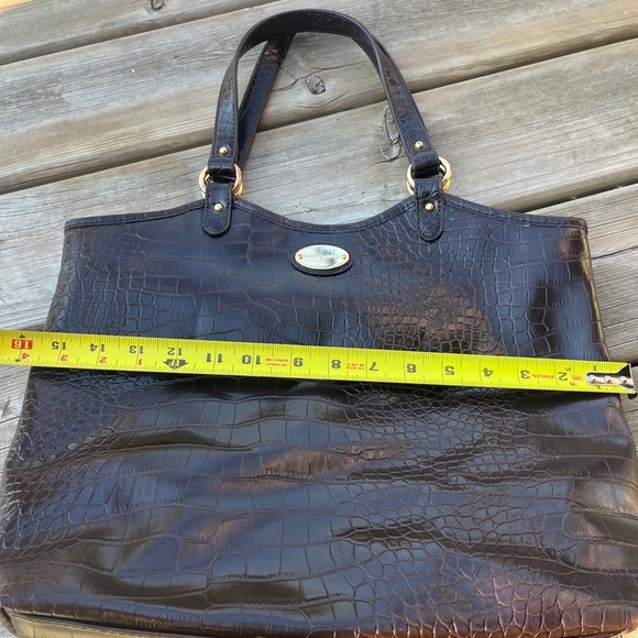 Tommy Hilfiger Dark Brown Crocodile-Embossed Tote - Picture 3 of 6